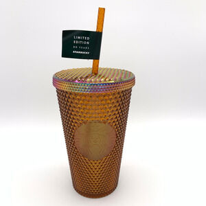 NEW Starbucks 50th Anniversary Grande Brown Gold Studded Tumbler Cold Cup Summer